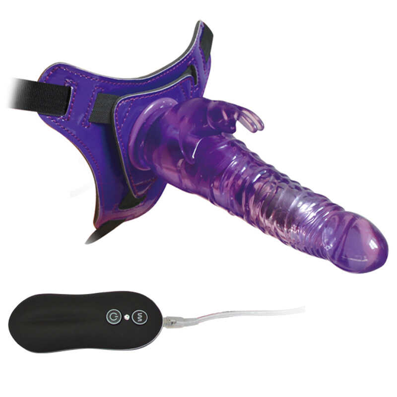Страпон с вибрацией "Harness Rabbit Dong 8,5" фиолетовый 